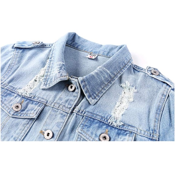 3/4 Sleeve Retro Short Denim Jackets - Picture 3 of 7